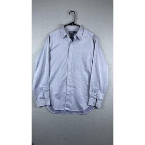 Polo Ralph Lauren Shirt Mens 16 34/35 Blue Andrew 100% Cotton Button Front